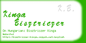 kinga bisztriczer business card